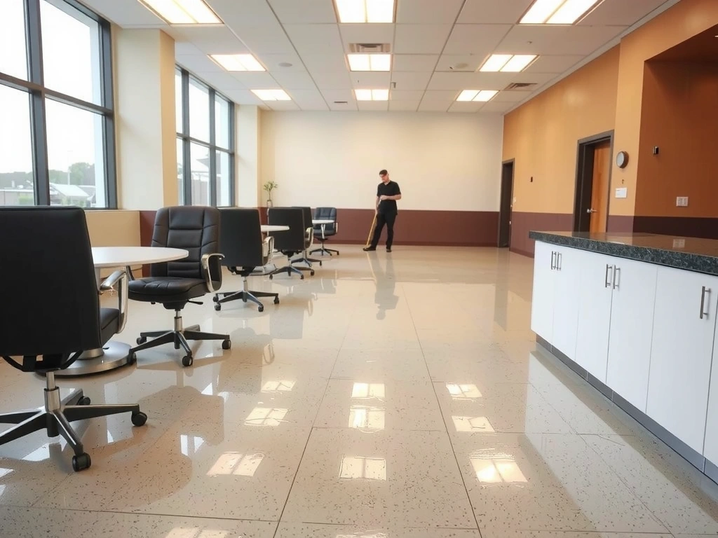 Polished office flooring